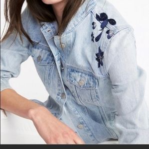 Old Navy Floral Embroidered Denim Jacket